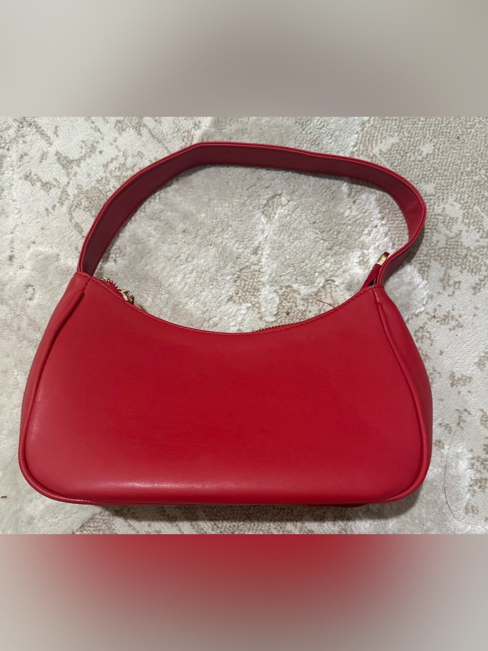 Chic Red Faux Leather Crescent Shoulder Bag - Unbranded